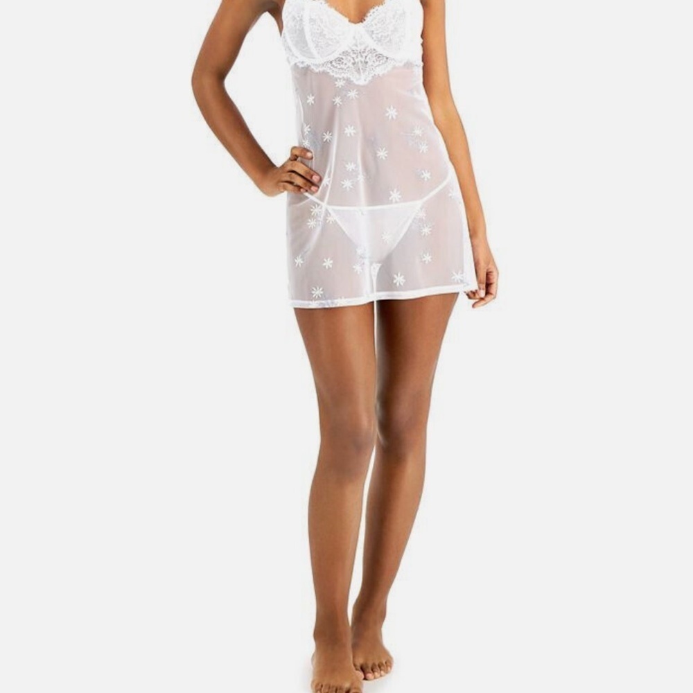 White Lace Sheer Babydoll Lingerie